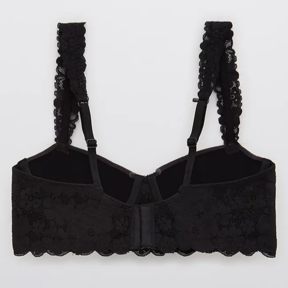 ☀️AERIE REAL HAPPY DEMI LIGHTLY LINED RETRO LACE BRA SIZE 34D - Picture 6 of 11